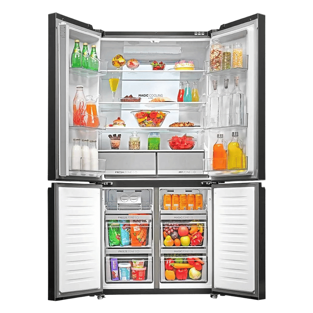 Haier 630 Litres Frost Free French Door Smart Wifi Enabled Refrigerator with Motion Sensor (HRB-700KGU1, Black Glass)