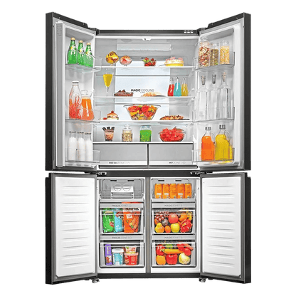 Haier 630 Litres Frost Free French Door Smart Wifi Enabled Refrigerator with Motion Sensor (HRB-700KGU1, Black Glass)