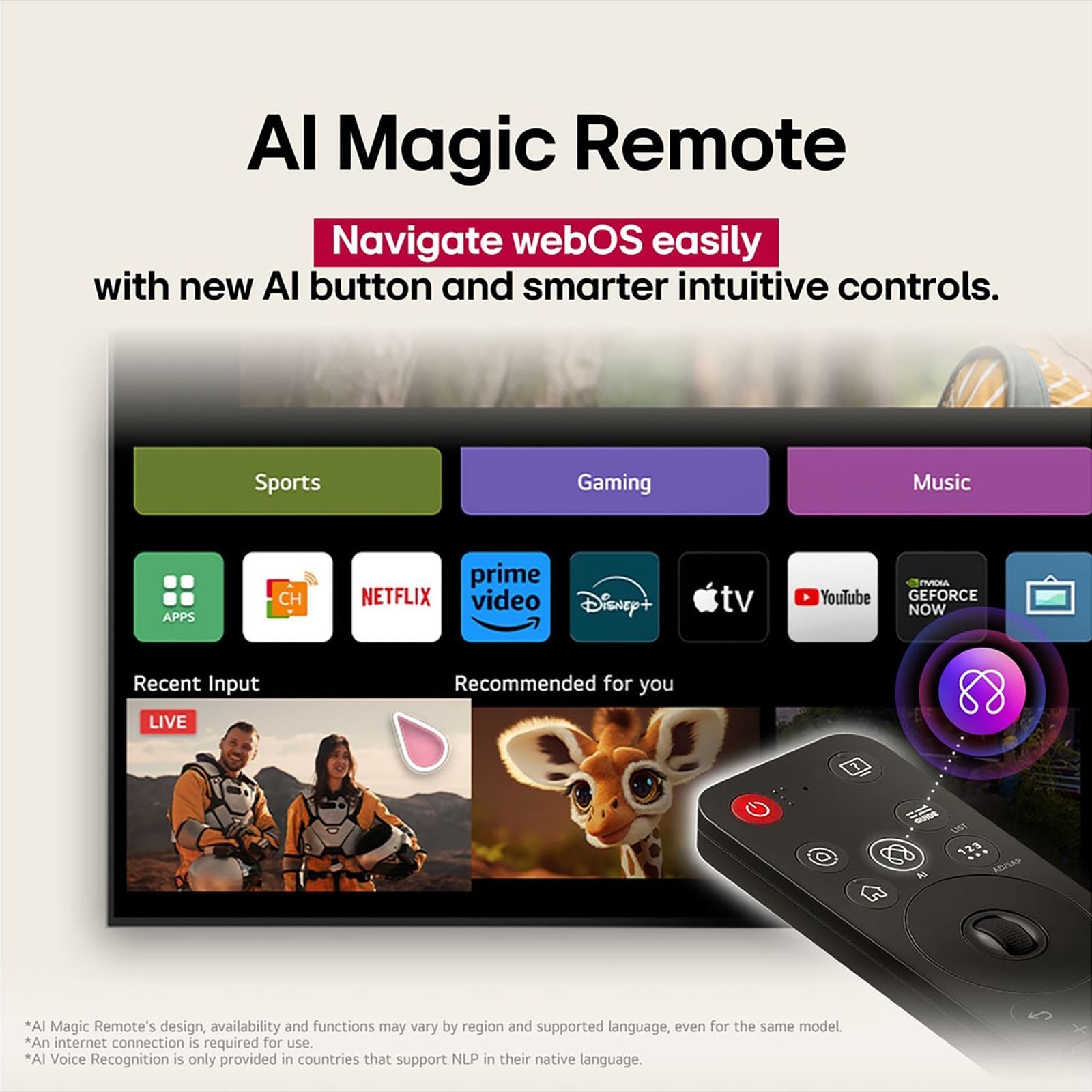 LG NanoCell AI NANO83 165.1 cm (65 inch) 4K Ultra HD Smart WebOS TV with Dolby Atmos (2025 Model)