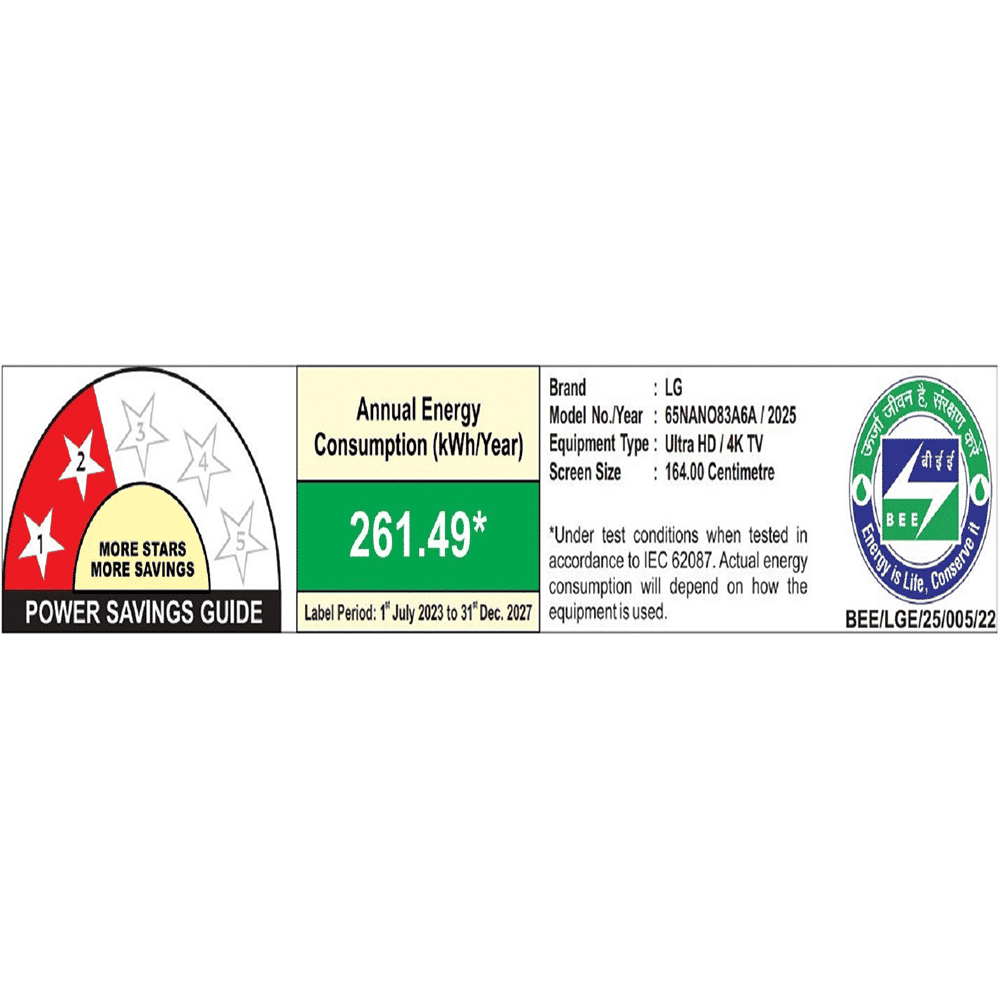 LG NanoCell AI NANO83 165.1 cm (65 inch) 4K Ultra HD Smart WebOS TV with Dolby Atmos (2025 Model)