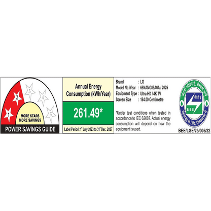 LG NanoCell AI NANO83 165.1 cm (65 inch) 4K Ultra HD Smart WebOS TV with Dolby Atmos (2025 Model)