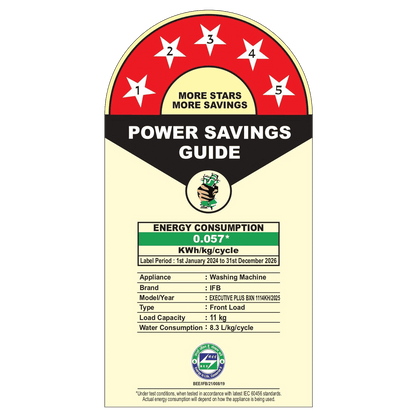 IFB 11 kg 5 Star Wi-Fi Inverter Fully Automatic Front Load Washing Machine (Executive Plus BXN 1114KH, AI Technology, Black VCM)