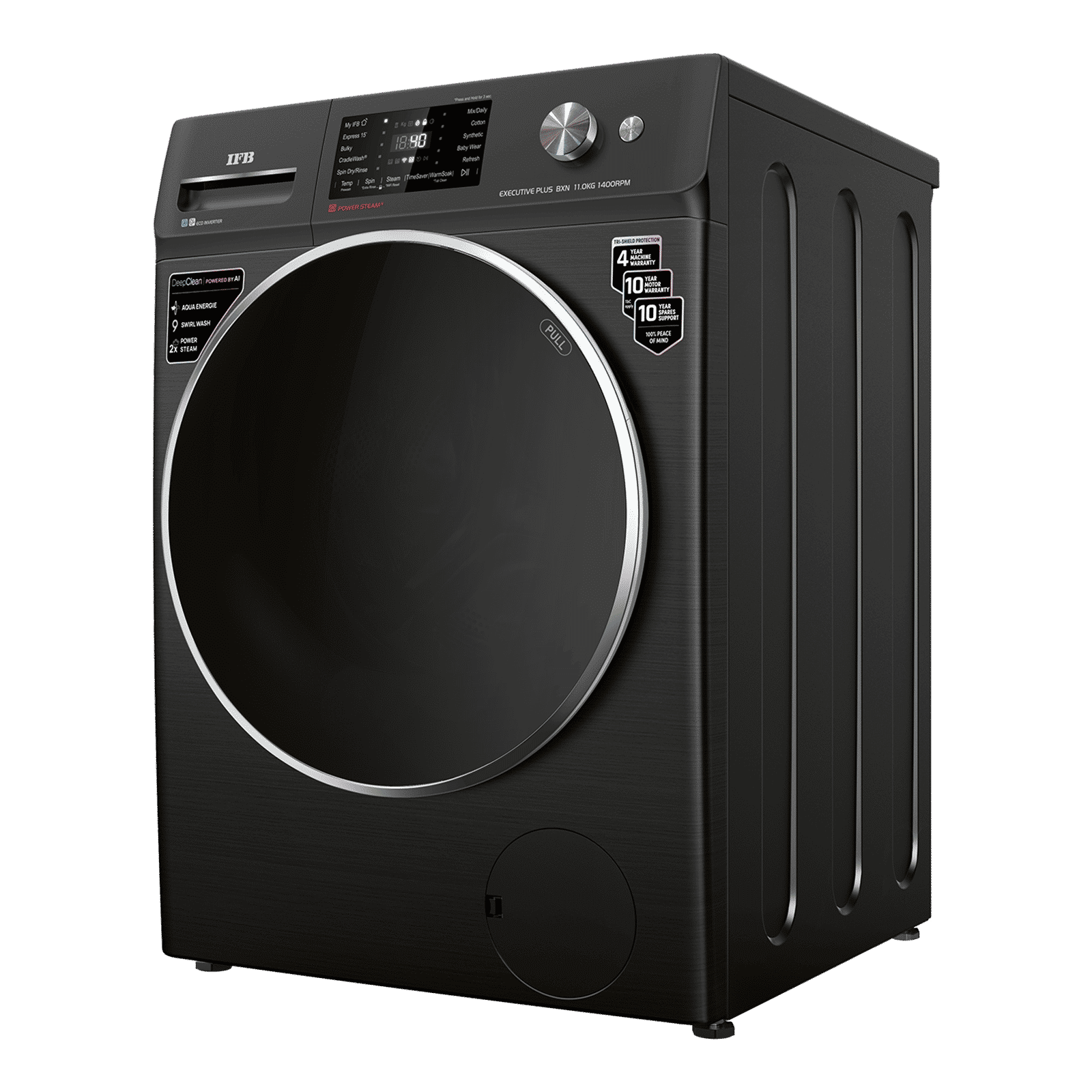 IFB 11 kg 5 Star Wi-Fi Inverter Fully Automatic Front Load Washing Machine (Executive Plus BXN 1114KH, AI Technology, Black VCM)