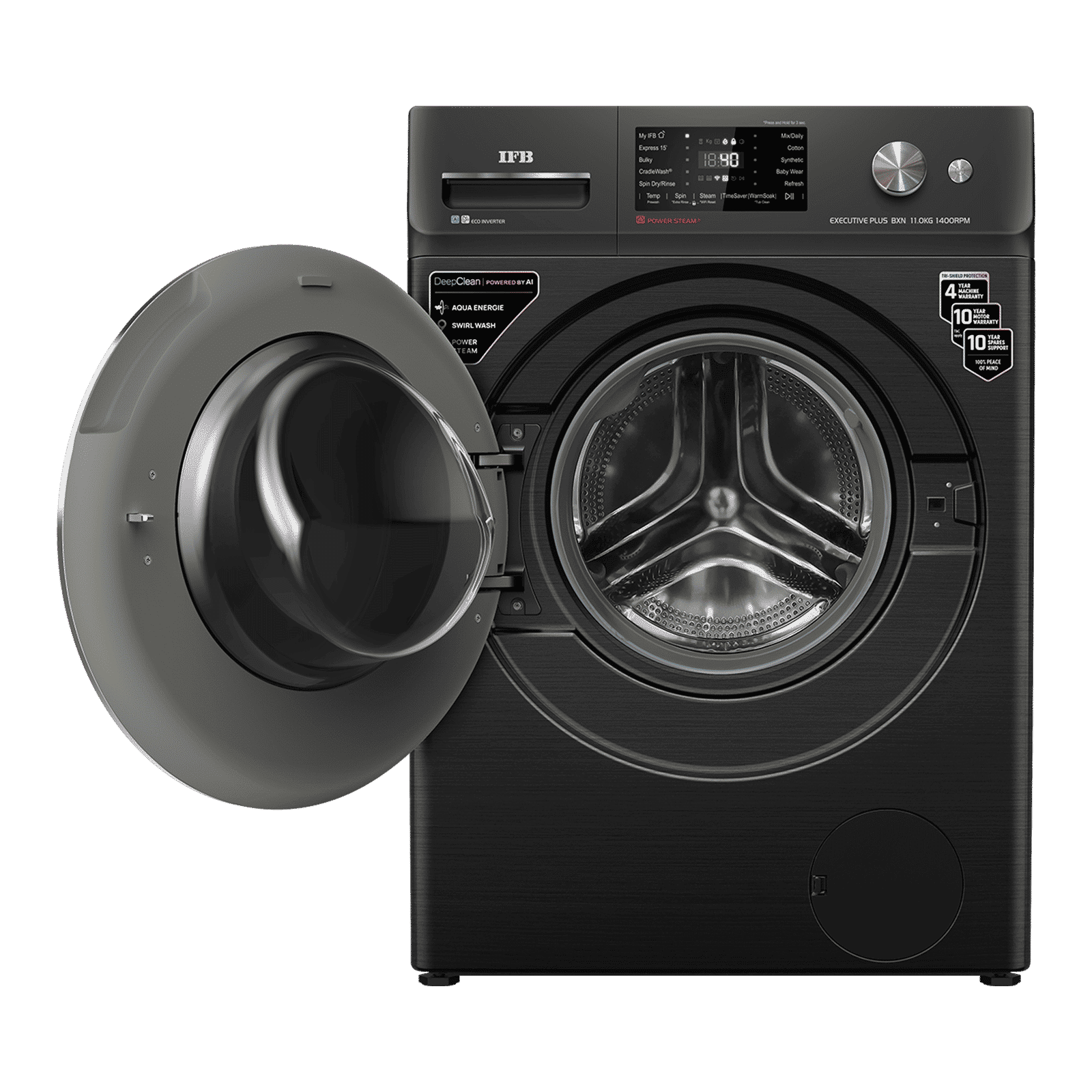 IFB 11 kg 5 Star Wi-Fi Inverter Fully Automatic Front Load Washing Machine (Executive Plus BXN 1114KH, AI Technology, Black VCM)