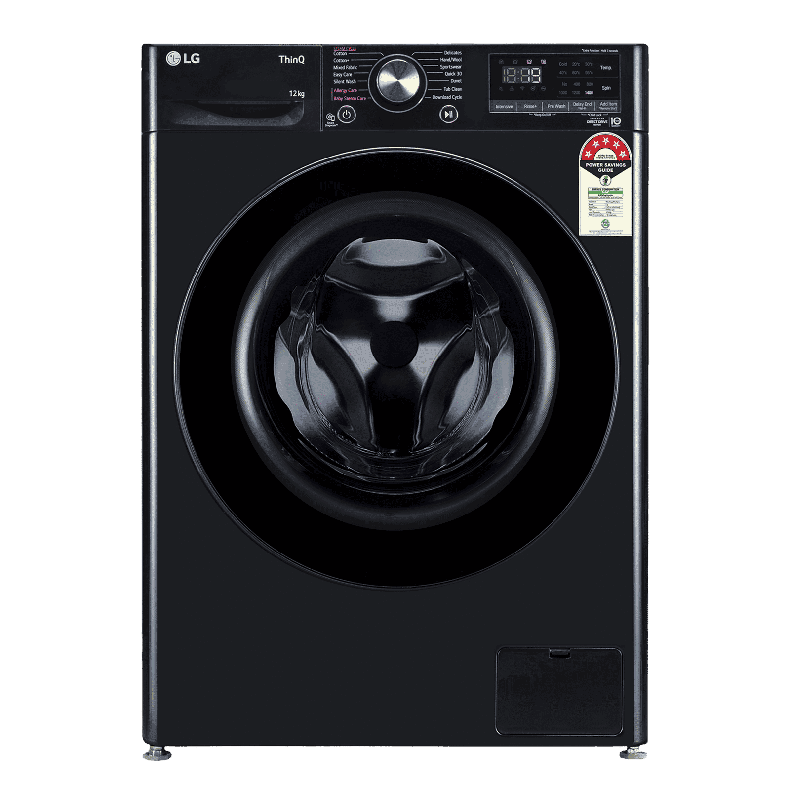 LG 12 kg 5 Star Wi-Fi Inverter Fully Automatic Front Load Washing Machine (Vivace Premium, FHP1412Z5O, 6 Motion DD, Onyx Black)