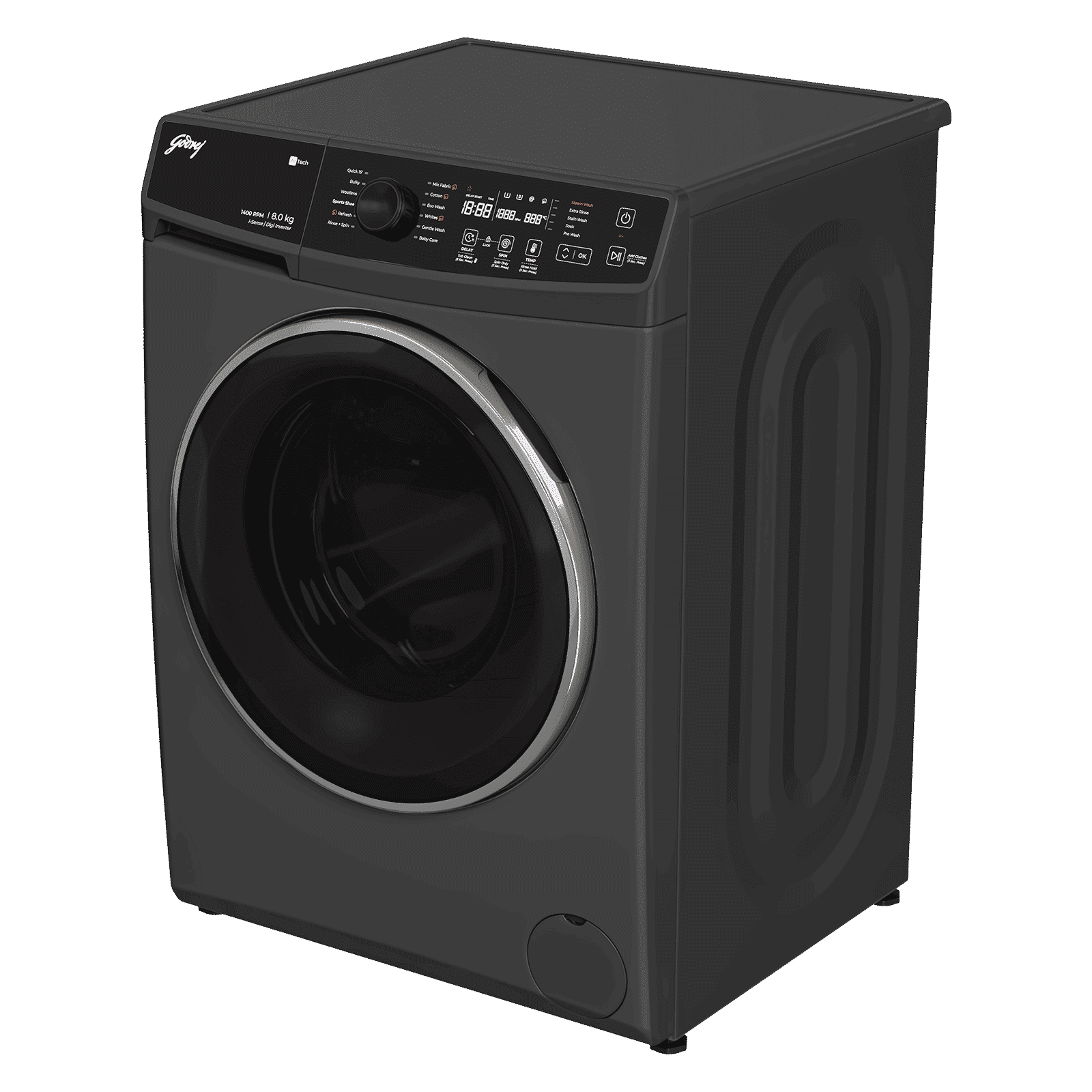 Godrej 8 kg 5 Star Fully Automatic Front Load Washing Machine (Regalis, Zero Pressure Technology, Metallic Black)