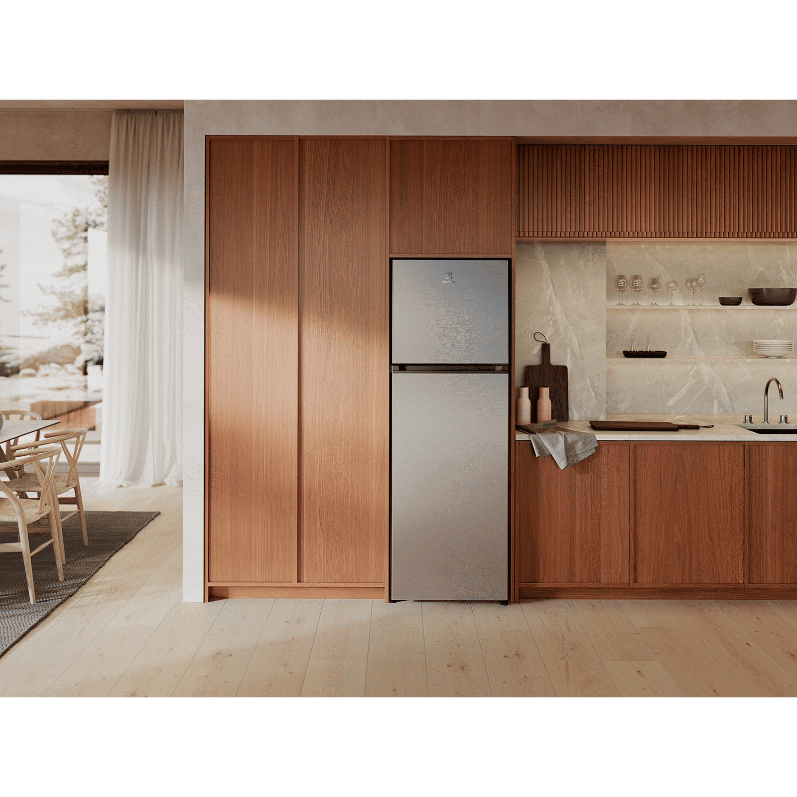 Electrolux 700 Series 341 Litres 1 Star Frost Free Double Door Refrigerator with AI AutoSense (ETM3400L-S, Silver)