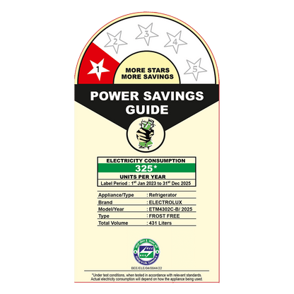 Electrolux 700 Series 431 Litres 1 Star Frost Free Double Door Refrigerator with AI AutoSense (ETM4302C-B, Matt Charcoal Black)