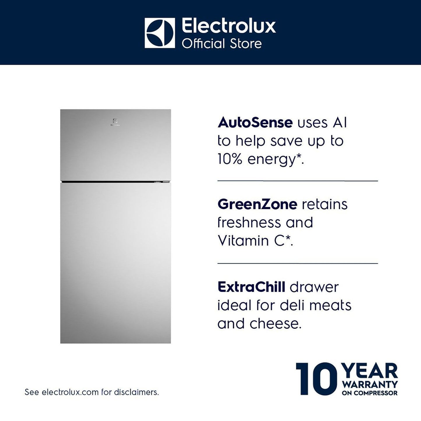 Electrolux 700 Series 503 Litres 1 Star Frost Free Double Door Refrigerator with AI AutoSense (ETM5002C-S, Steel)