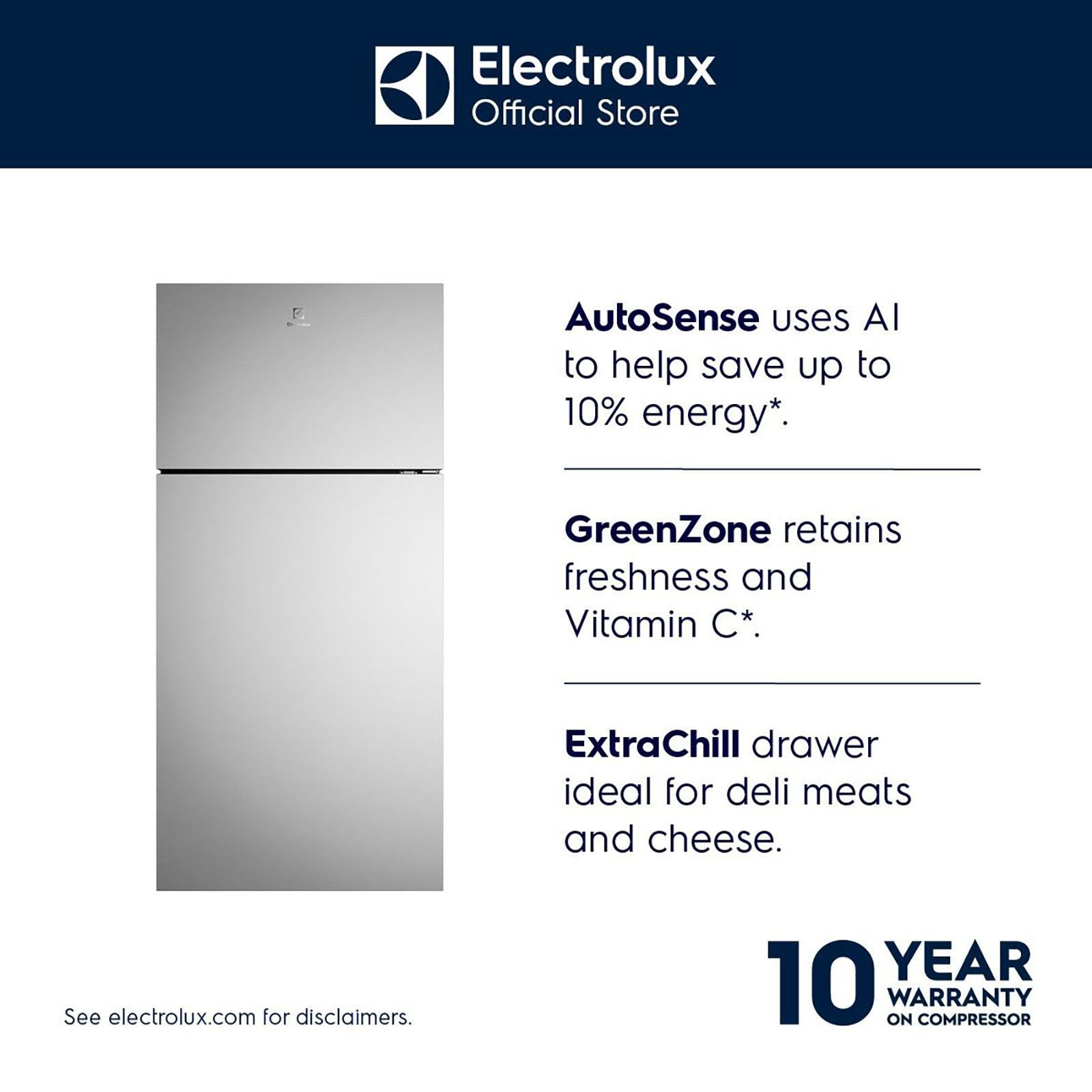 Electrolux 700 Series 503 Litres 1 Star Frost Free Double Door Refrigerator with AI AutoSense (ETM5002C-S, Steel)