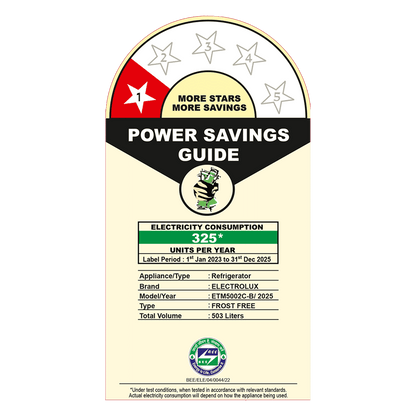 Electrolux 700 Series 503 Litres 1 Star Frost Free Double Door Refrigerator with AI AutoSense (ETM5002C-B, Matt Charcoal Black)