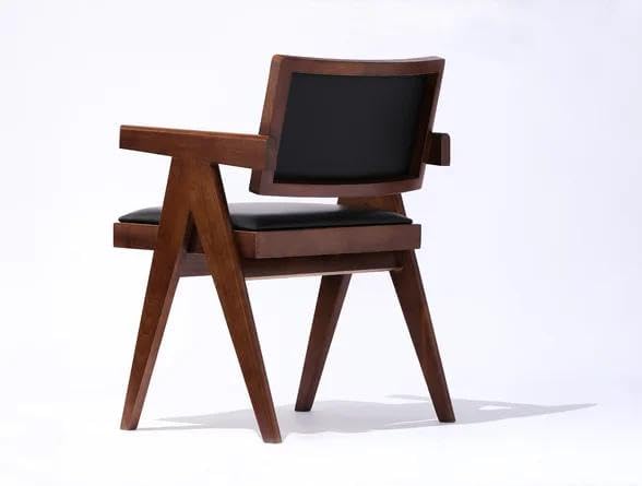 Sheesham Wood Cane Chair for Living Room | Mid-Century Accent Armchair with Handwoven Rattan Back & Seat | Wood