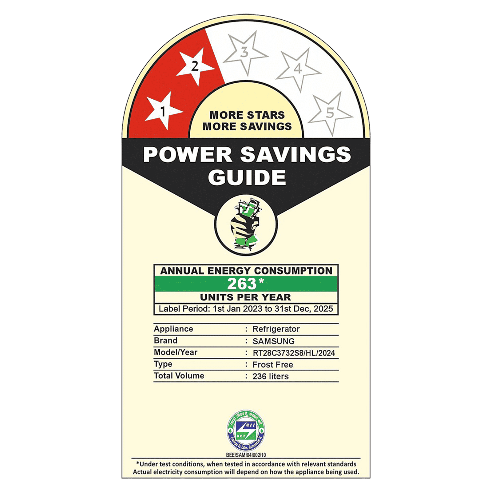 SAMSUNG 236 Litres 2 Star Frost Free Double Door Convertible Refrigerator with Convertible Freezer (RT28C3732S8/HL, Elegant Inox)