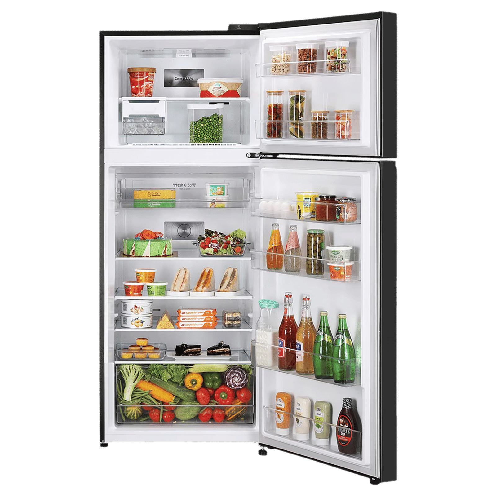 LG 398 Litres 2 Star Frost Free Double Door Convertible Refrigerator with Smart Diagnosis (GL-S422SBMY, Black Mirror)