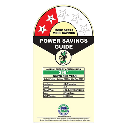 LG 466 Litres 2 Star Frost Free Double Door Convertible Refrigerator with Smart Diagnosis (GL-T492EBMY, Black Mirror)