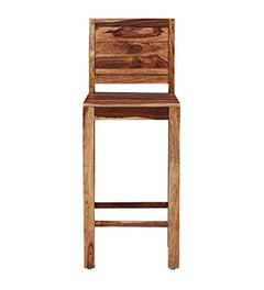 Wood Bar Stool in Rustic Teak Finish | Chair Chairs Dining Wooden Outdoor Table Study for Living Room Stool Set