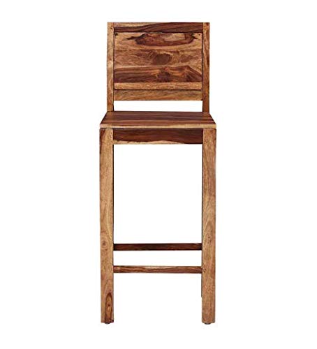Wood Bar Stool in Rustic Teak Finish | Chair Chairs Dining Wooden Outdoor Table Study for Living Room Stool Set