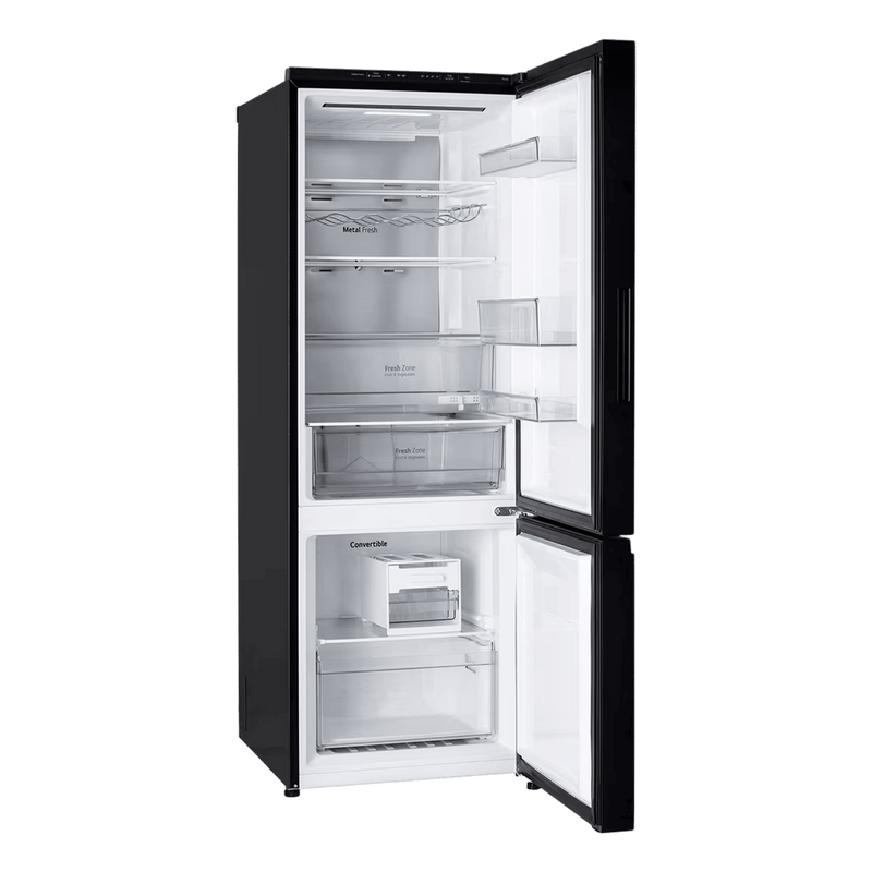 LG 340 Litres 3 Star Frost Free Double Door Bottom Mount Convertible Refrigerator with Smart Diagnosis (GL-B382EBMX, Black Mirror)