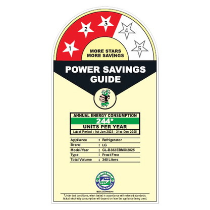 LG 340 Litres 3 Star Frost Free Double Door Bottom Mount Convertible Refrigerator with Smart Diagnosis (GL-B382EBMX, Black Mirror)