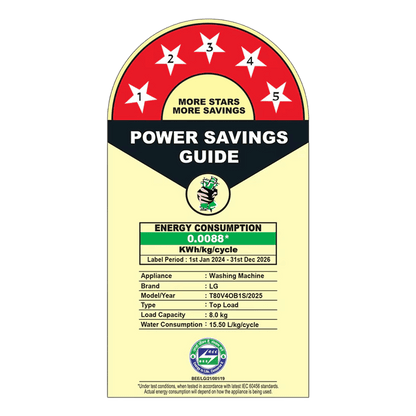 LG 8 kg 5 Star Wi-Fi Inverter Fully Automatic Top Load Washing Machine (T80V4OB1S.ANBQEIL, In-Built Heater, Onyx Black)