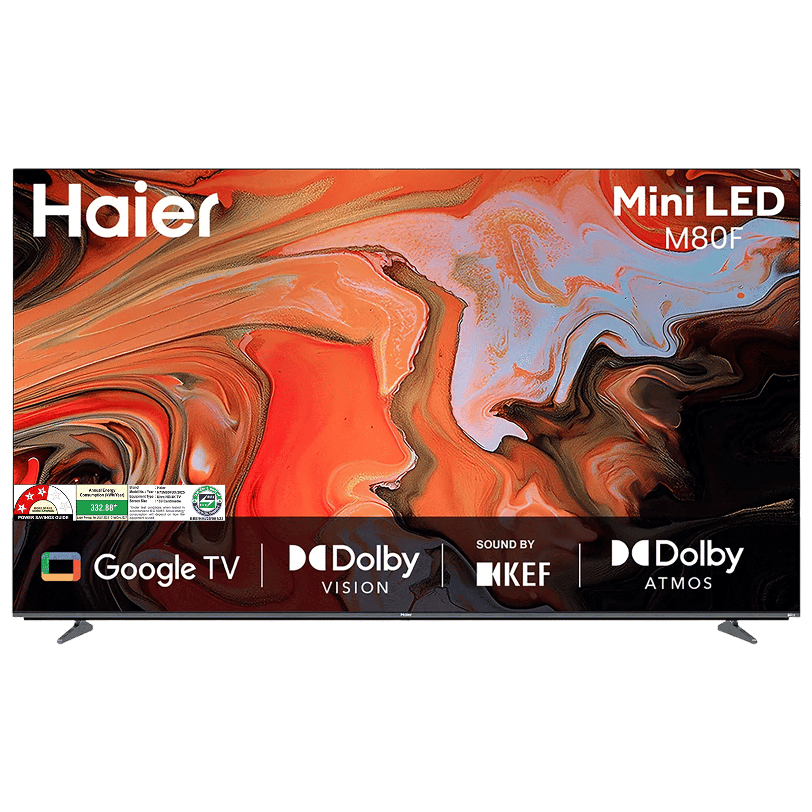 Haier M80F 189 cm (75 inch) 4K Ultra HD Mini LED Google TV with Google Assistant Support (2025 model)