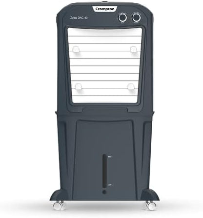 Crompton Zelus DAC Desert Air Cooler- 43L, with Everlast Pump, 4-Way Air Deflection and Honeycomb Pads, Grey, (ACGC-ZELUSDAC43)