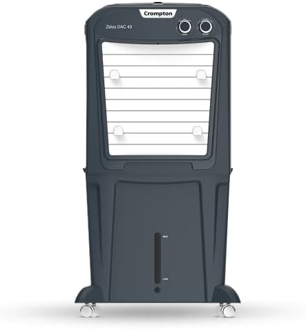 Crompton Zelus DAC Desert Air Cooler- 43L, with Everlast Pump, 4-Way Air Deflection and Honeycomb Pads, Grey, (ACGC-ZELUSDAC43)