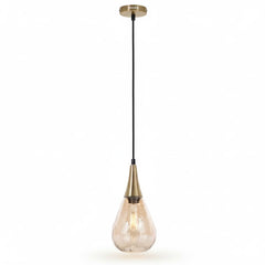 Philips Dewdrop Pendant Light (Brass finish with lustre amber glass, B0GP6KC1SF)