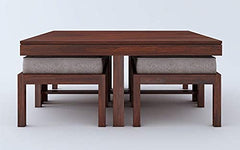 Vesta Beige 4 Stool Coffee Table Mahogany in Sheesham Wood | Center Table for Living Room Centre Furniture Coff
