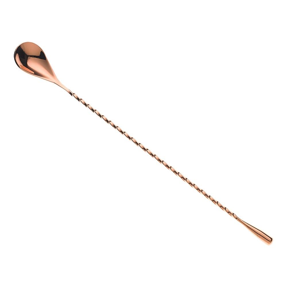 Dynore Stainless Steel Copper Plated Twisted Design Teardrop Bar Spoon/Mixing Spoon/Cocktail Mixing Spoon/Stirring Spoon