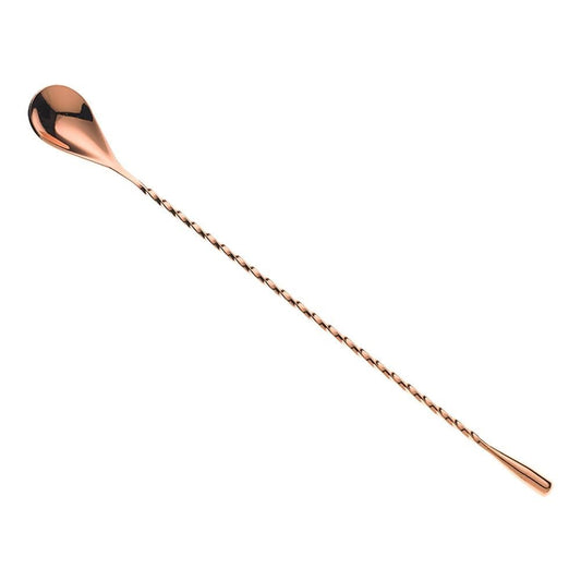 Dynore Stainless Steel Copper Plated Twisted Design Teardrop Bar Spoon/Mixing Spoon/Cocktail Mixing Spoon/Stirring Spoon