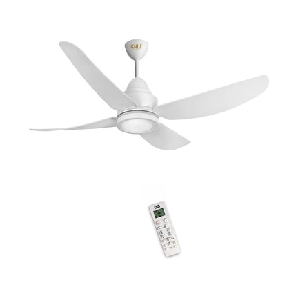KUHL Luxus C3 1320 mm Stylish 65% Power Saving BLDC CeilingFan with Remote|Night & Down Light|29W|BEE 5 Rated & ISI Marked|Low Noise| IoT Operate via Mobile & Alexa|ReverseMode|FreeInstallation|White