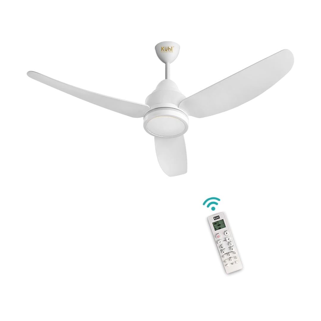 KUHL Luxus C5 1200mm Stylish 65% Power Saving BLDC Ceiling Fan with Remote | Night & Down Light|29W |BEE 5 Star | Low Noise | IoT Operate via Mobile & Alexa | Reverse Mode | Free Installation | White