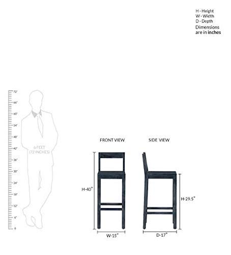 Solid Wooden Bar Chair | Hotel Bar Counter Chair | Cafe Bar Chair in Provincial Light Walnut Finish