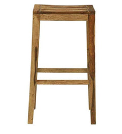 Wooden Bar Chairs for Home | Long High Chair for Kitchen | Sheesham Wood, Set of 1, Dark Honey