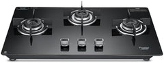Prestige Efficia Convertible 3 Burner Glasstop Hob|One-Touch Advance Auto-Ignition|Cast-Iron Pan Support|Toughened Glass|SABAF Burners|Ultra-Slim Body|5 Years Warranty on Glass|Black