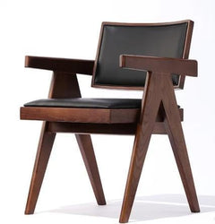 Sheesham Wood Cane Chair for Living Room | Mid-Century Accent Armchair with Handwoven Rattan Back & Seat | Wood