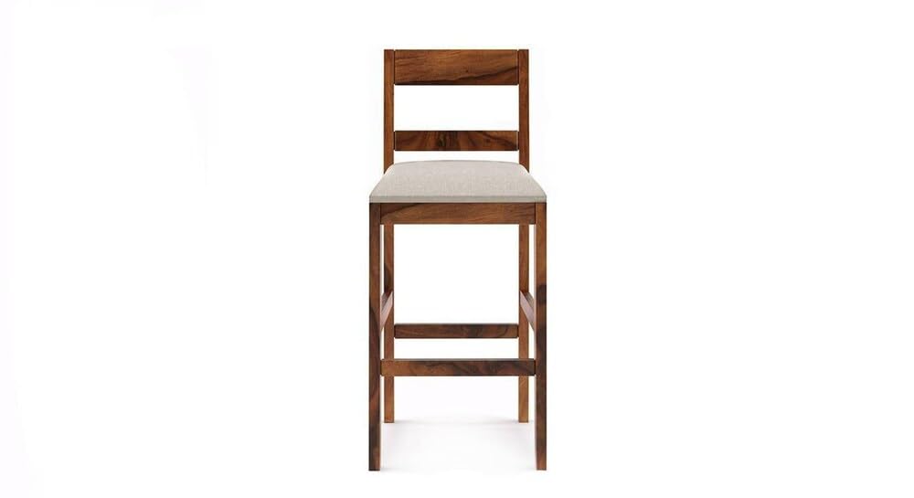 Solid Sheesham Wood Bar Chair for Island Kitchen - Rosewood Natural Brown Finish with Elegant Design, Durable a