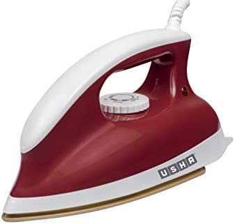 USHA Goliath 1200Watt Dry Iron with 1.8m Long Swivel Cord | Double Coat Golden Non Stick Soleplate for Longer Durability | 360° Swivel Cord | 2 Years Warranty | (Maroon), 1200 watts, Plastic