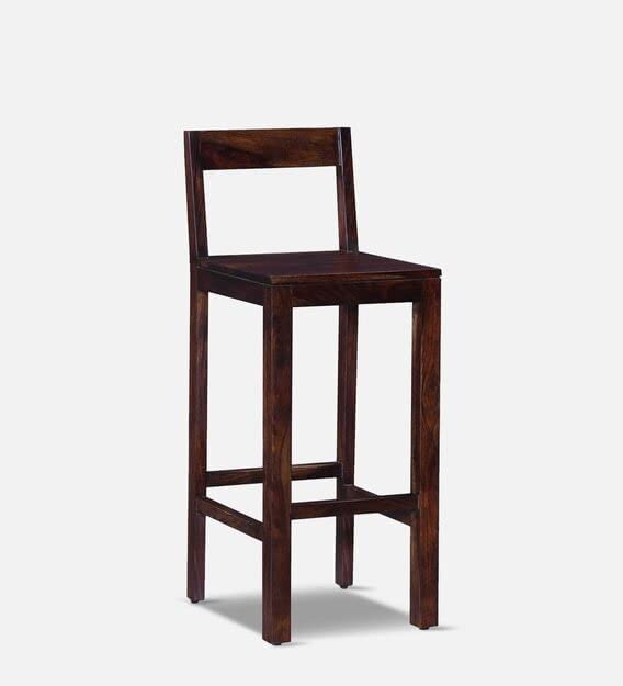 Solid Wooden Bar Chair | Hotel Bar Counter Chair | Cafe Bar Chair in Provincial Light Walnut Finish