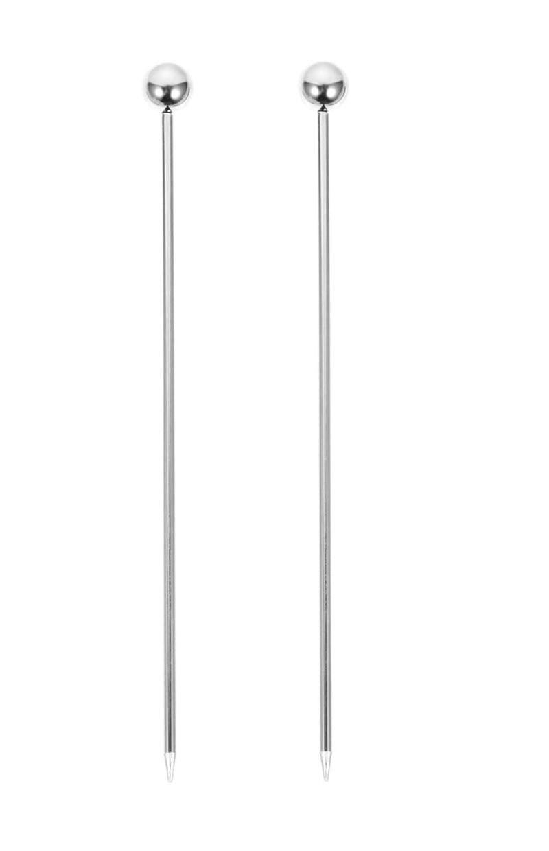 Dynore Stainless Steel 2 Pcs Cocktail Picks Fruit Stick Toothpicks for Cocktails Barbecue Snacks and Fruit Cojines