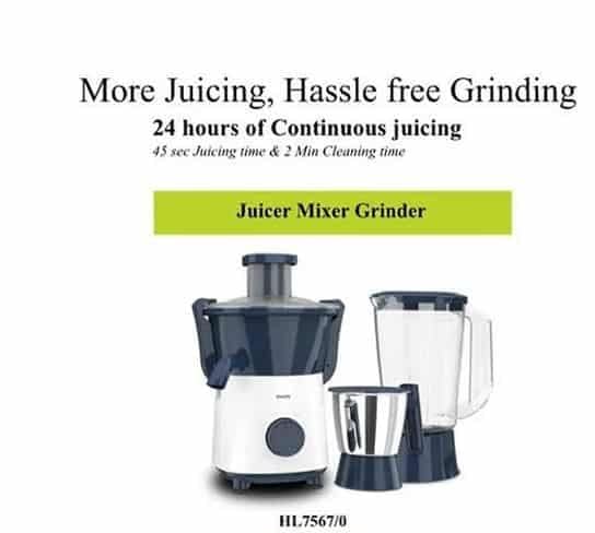 Philips HL7567/03 500W Juicer Mixer Grinder with 2 Stainless Steel Jars, 3 Speed Control with Pulse
