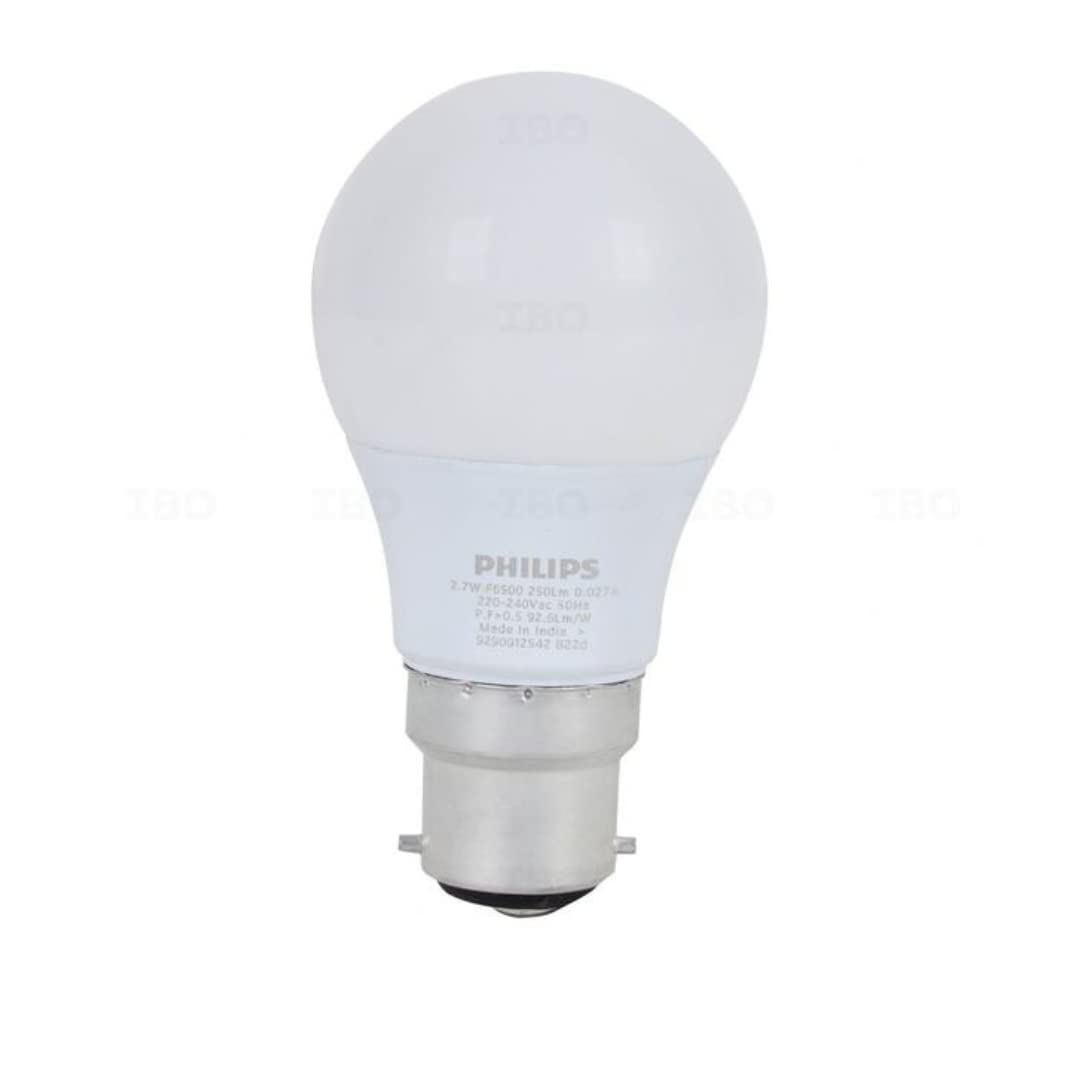 Philips Base B22 3Watt LED Bulb (Pack of 3, White, Cool Day Light)