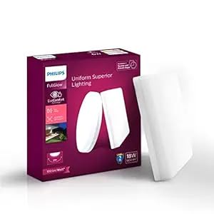Philips 18W Square FullGlow Surface LED Panel Light (White, B0FP321WH9)