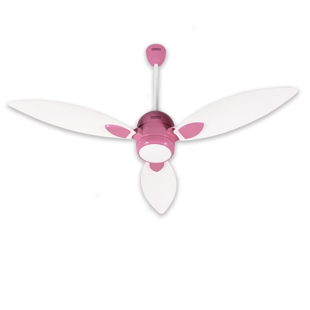 USHA New Bloom Series Sunspire Glow (Inspired by Sunflower) BLDC Ceiling Fan with Underlight with 3 Modes | RF Remote | Whisper-Quiet | Dust-Resistant (White & Light Pink)