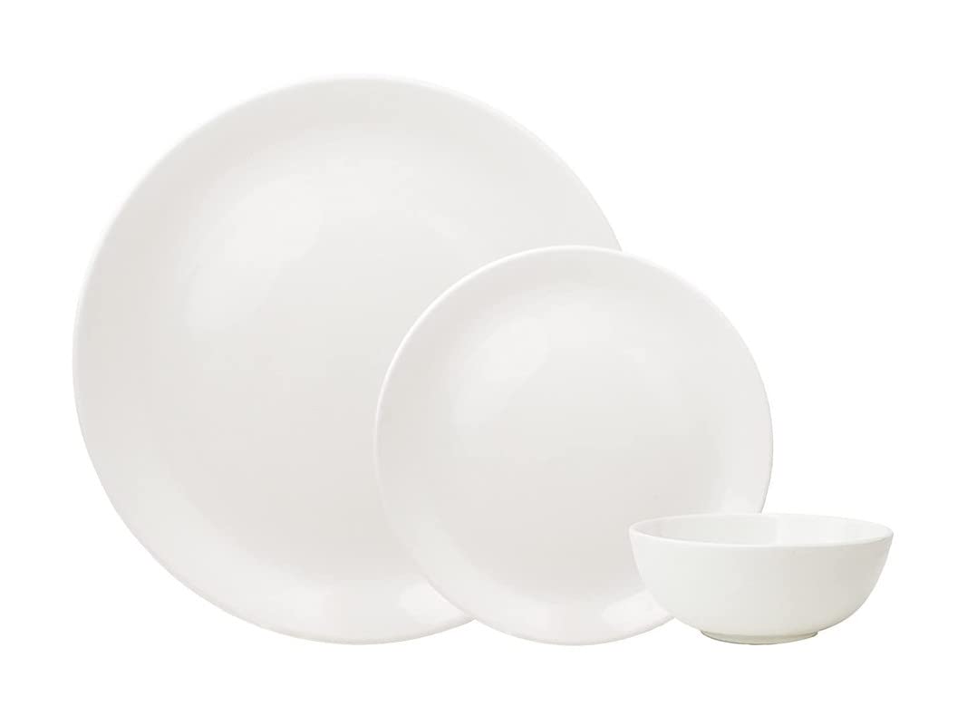 Clay Craft Ceramic Solid Urmi Dinner Set - White - 18 Pieces, for Family of 6, Dinner Set Ceramic, Crockery Set, Dining Set for Dinner, Microwave Safe Plates and Bowls Set, Crockery Set for Gift