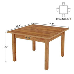 Square Dining Table with Solid Wood Legs 4 Seater for Hall-Way | Kitchen | Bedroom | Living Room 39.4" x 39.4"x