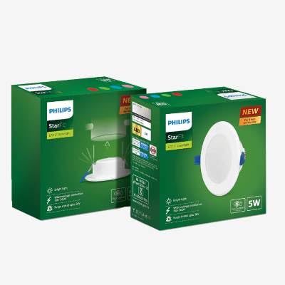 Philips 5W Round Star FIT LED Downlight Neutral White – Concealed Ceiling Light with Plastic Body (Pack of 5)