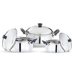 Pigeon Kitchen Star Multipurpose Stainless Steel Cook and Serve Handi Set 3 pcs