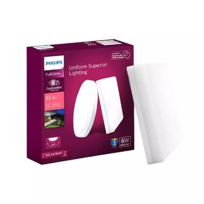 Philips 6W Square FullGlow LED Surface Light (Warm White) – Pack of 3